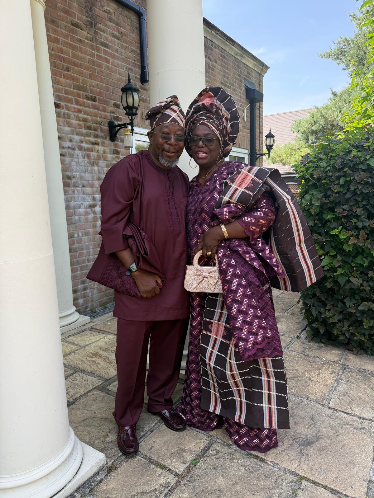 Family in traditional aso-ebi — Love & Tyron wedding, July 2026